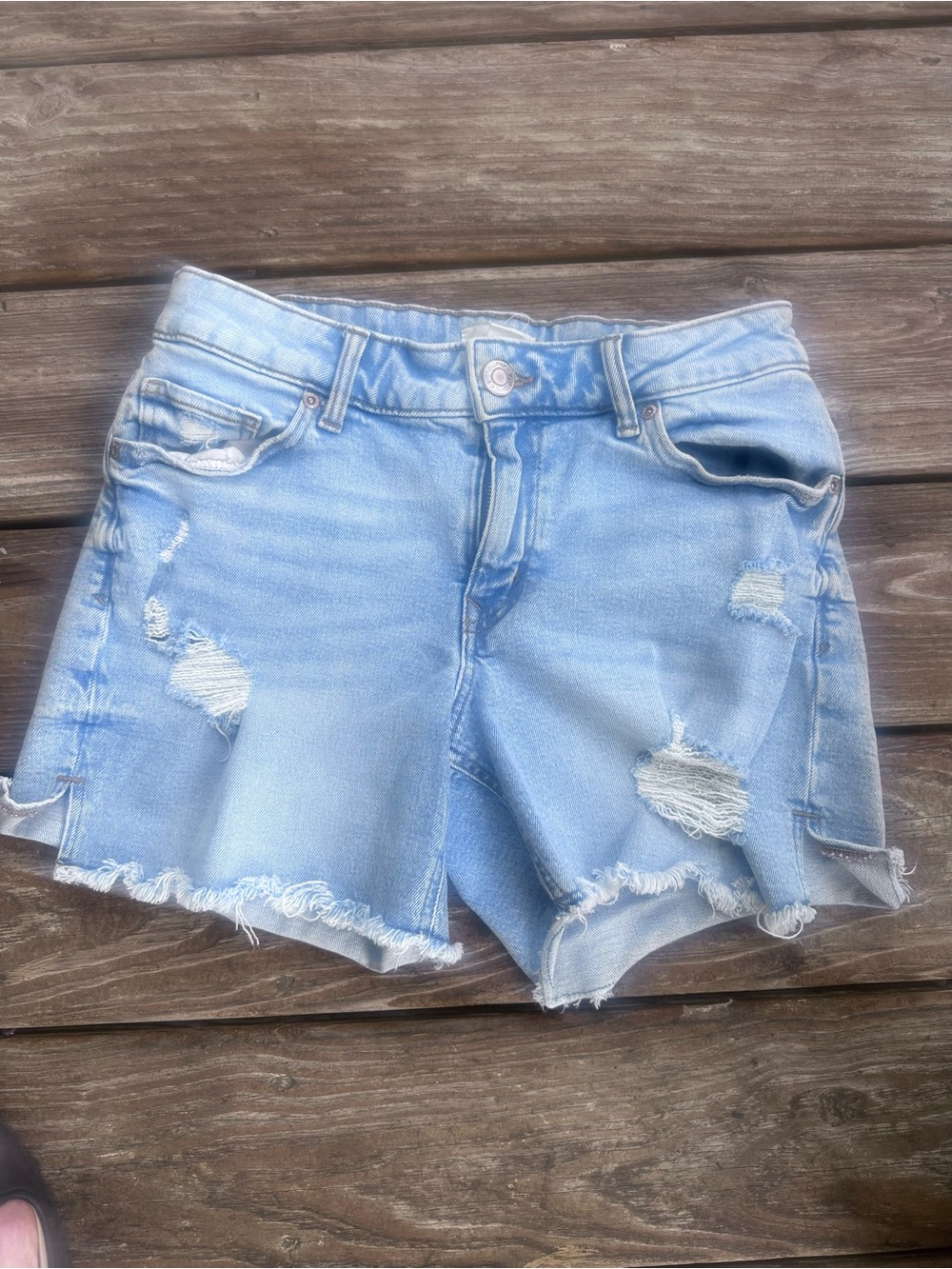 Maurices Light Blue Distressed Denim Shorts